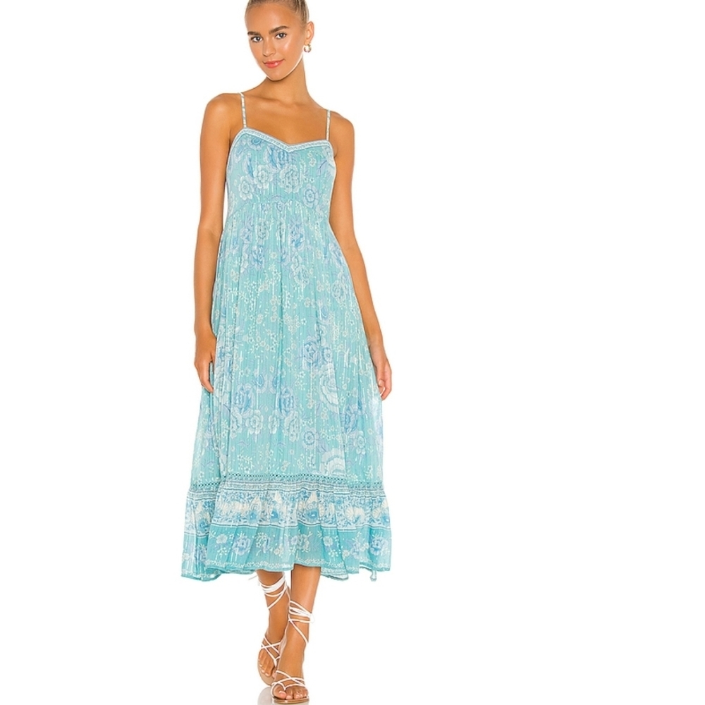 Spell X Revolve Mystic strappy gown turquoise XS
